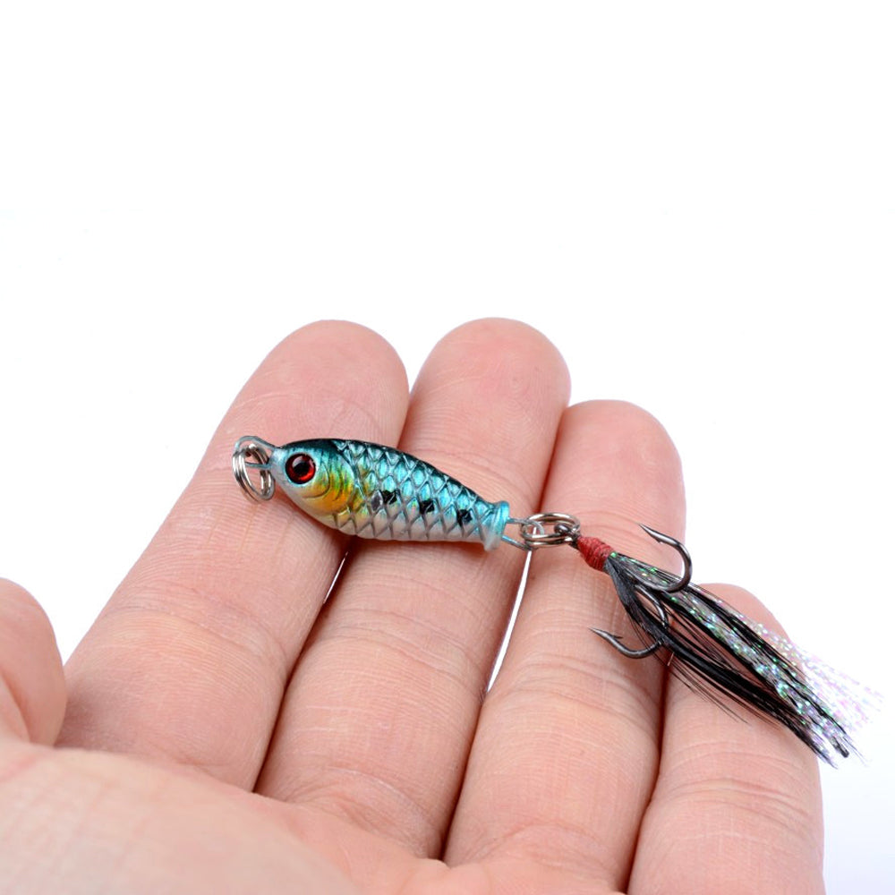 4pcs Lead Minnow Small Fish Lures With Feather Hook Long Casting