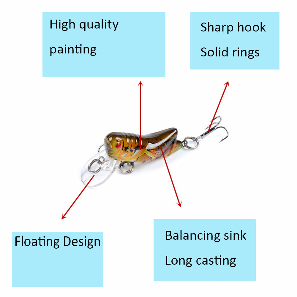 Cricket Shape Fishing Soft Lures Simulation Grasshopper Cricket Insect Mino  Lure For Outdoor Streams Ponds Or River